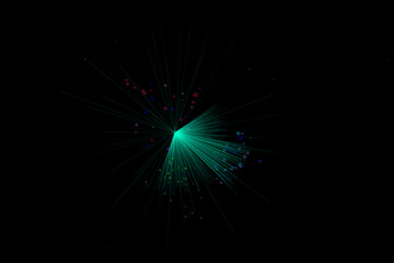 Fototapeta premium Abstract digital explosion of particles and light rays in dark space