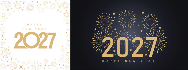 2027 new year text with golden fireworks Elements illustration template greeting cards. © OnlineInfinite 