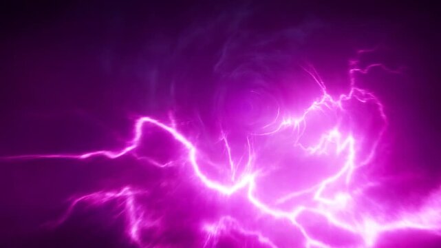 Electric purple energy flow with vibrant lightning movement in dark atmosphere