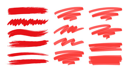 Red brush stroke underline and marker highlight collection © Mark