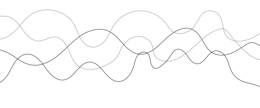 Technology abstract lines on white background. Undulate Grey Wave Swirl, frequency sound wave, twisted curve lines with blend effect