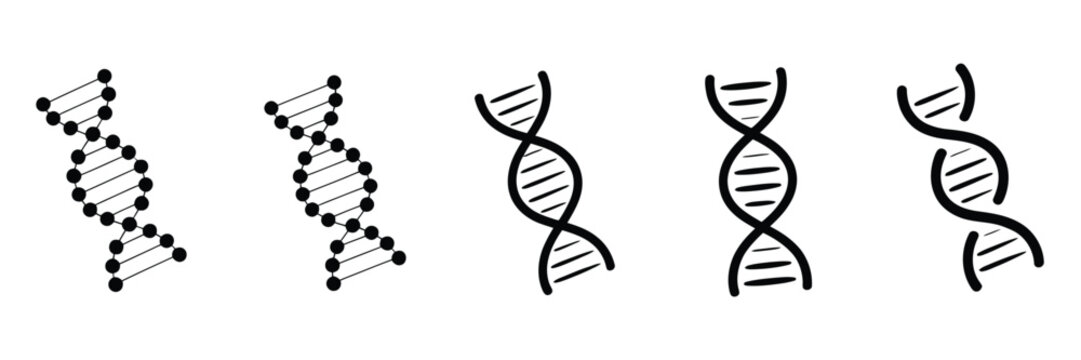 Genetic DNA Spiral Illustration, Set of Clean Minimal Double Helix Symbols Representing Molecular Biology and Genetic Science in Modern Vector Style, Ideal for Healthcare Applications, Laboratory Mate