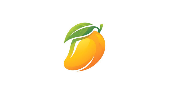 Modern Gradient Mango Fruit Logo Design with Green Leaf