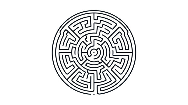 Circular Maze Graphic on White Background