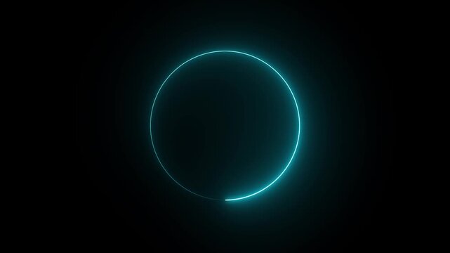 circle loading animation on neon, updating. and uploading icon, on the black background 