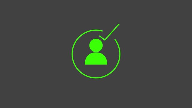 green color Identity verification concept. check mark icon animation on gray background