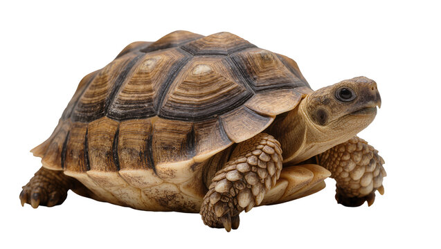 Sulcata tortoise with textured shell and scaly legs