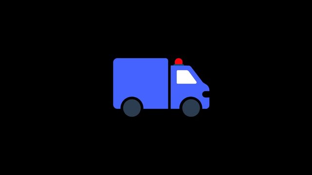 Blue delivery truck flat icon animation vehicle van shipping transport logistics