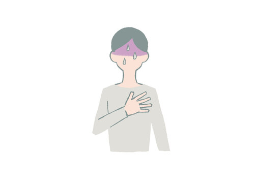 胸を押さえる人のイラスト