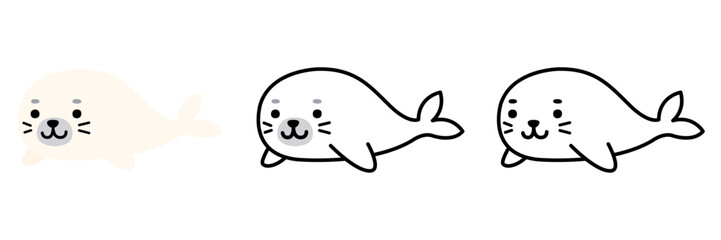 アザラシのイラストセット ポップでかわいい海の生き物 © nyaramero