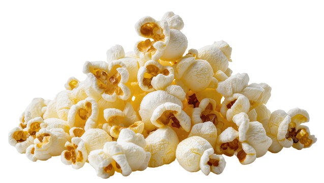 Pile of fluffy white popcorn with golden brown centers