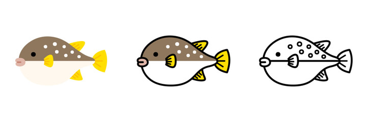 フグのイラストセット ポップでかわいい海の生き物 © nyaramero