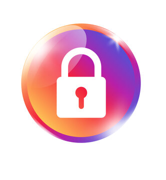Vivid gradient lock icon on colorful circle vibrant bright badge