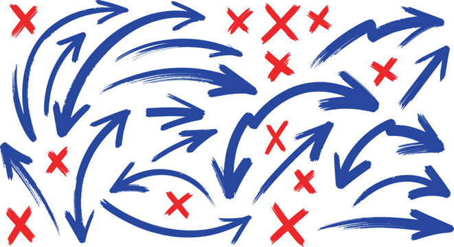 Conflicting directional arrows with rejected paths