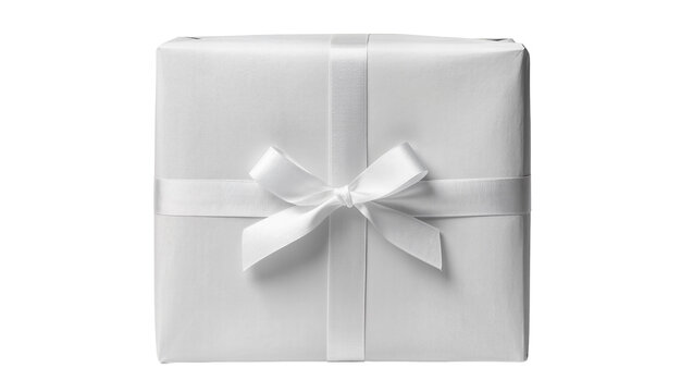 White gift box with ribbon and bow