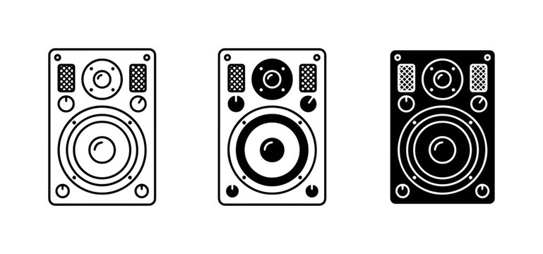 Audio Speaker Icons, Sound System Vector Graphics, Music Equipment Set