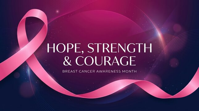 Breast Cancer Awareness Month abstract background Pink ribbon symbolizing hope strength and courage for breast cancer awareness month illustration