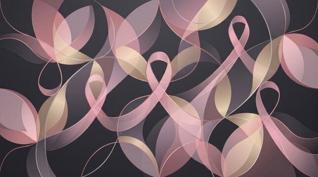 Breast Cancer Awareness Month abstract background Abstract floral pattern with pink and gray leaves design illustration