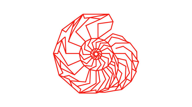 Geometric Spiral Nautilus Shell Outline Vector Art