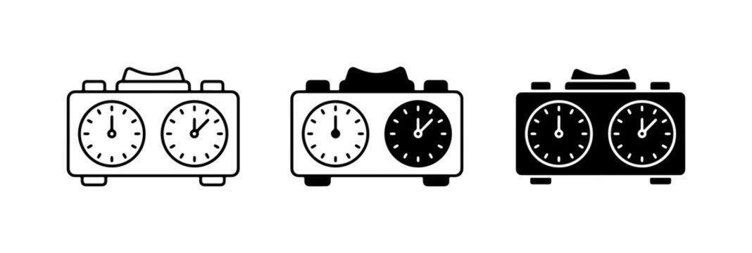 Chess Clock Icons, Timer Set, Game Time Control, Vintage & Modern Styles