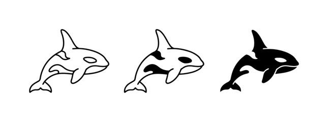 Orca Whale Icons, Killer Whale Vector Graphics, Marine Mammal Symbols © Yasin