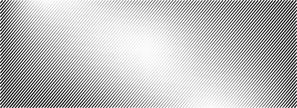 Halftone line gradient texture. Black diagonal stripe gradation background. Repeated slanted strokes pattern backdrop. Vibrating parallel lines wallpaper. Vector art