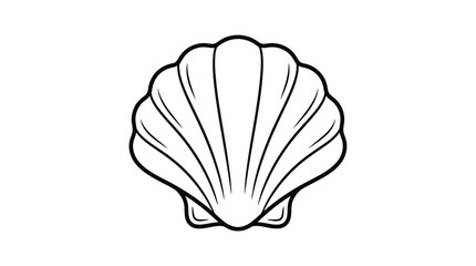 Scallop Shell Outline, Seashell Vector Art, Simple Marine Life Icon © Aziz