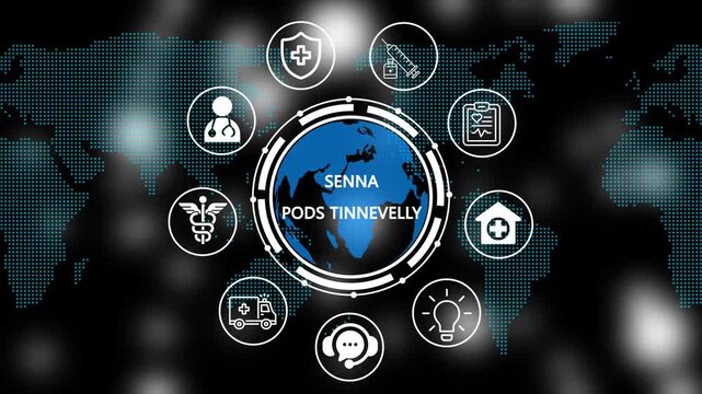 senna pods tinnevelly Modern Digital Healthcare Concept with Global Medical Communication Network. 4k animation video