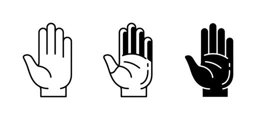 Obraz premium Hand Icons, Stop Gesture, Open Palm, Vector Graphics, Simple Symbols