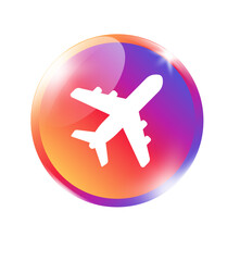 Obraz premium Airplane social media icon on vivid gradient circle colorful badge