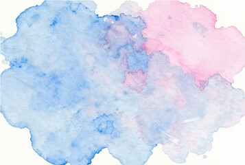 Obraz premium Abstract watercolor splashes of pastel blue and pink blend softly on paper, creating a fluid and delicate artistic texture.
