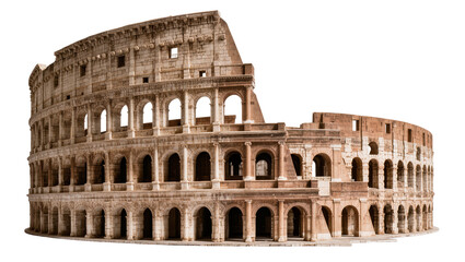 Fototapeta premium Ancient Roman Colosseum amphitheater structure, isolated on transparent background