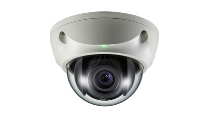 White dome security camera with green indicator light, isolated on transparent background © AnaMaria