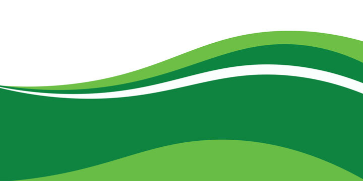Abstract green wave geometric background with layered wavy shapes.
