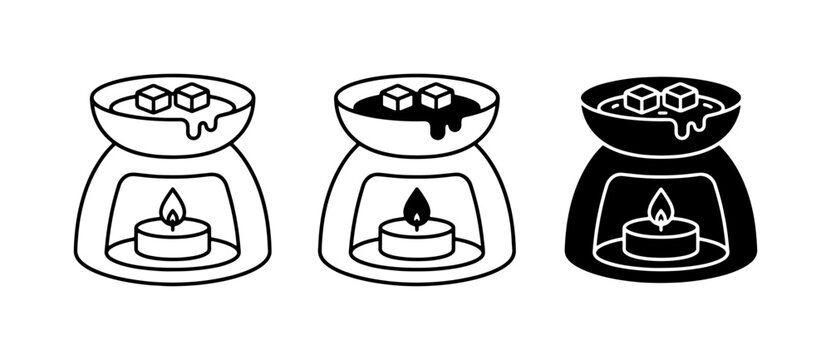 Aroma Diffuser Icons, Oil Burner Set, Candle Warmer Vector Graphics