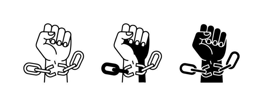 Freedom Fist, Broken Chains, Liberation Symbol, Activism Icon, Vector Art