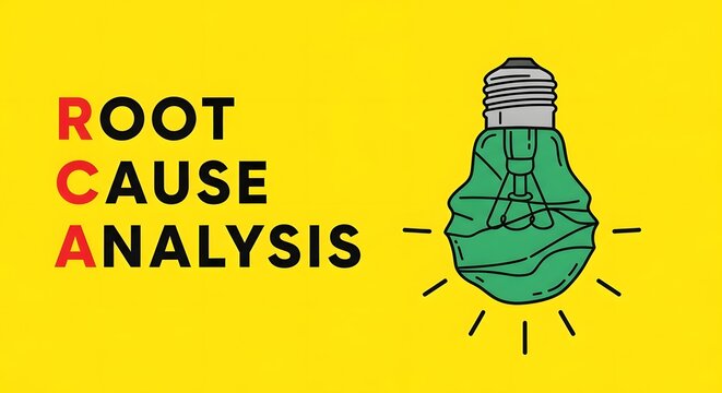 Root cause analysis rca concept problem solving with a broken lightbulb illustration
