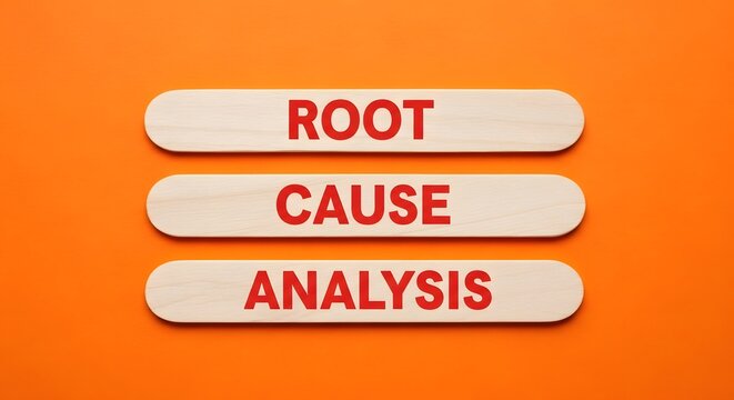 Root cause analysis rca concept wooden blocks with text on orange background