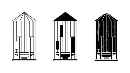 Grain Silo Icons, Farm Storage Structures, Agricultural Building Vector Set © MdZahirul