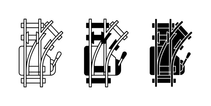 Train Track Switch Vector Icons, Railway Junction Set, Transportation Engineering Symbols