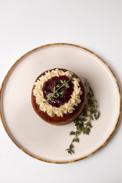 Cherry Cream Pastry with Fresh Thyme