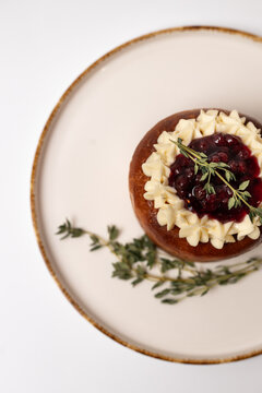 Cherry Cream Pastry with Fresh Thyme