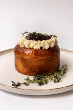Cherry Cream Pastry with Fresh Thyme