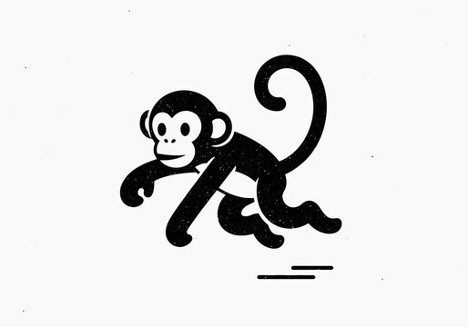 Cartoon monkey leaping forward isolated on white background vector illustration