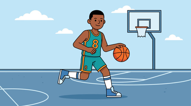 Vector Cartoon Basketball Player - Sports Illustration