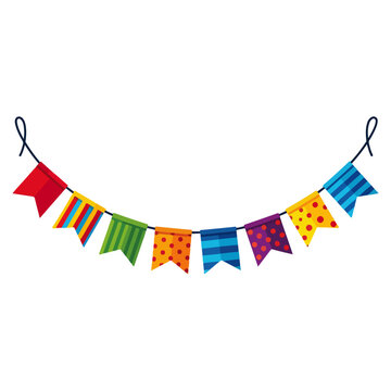Rainbow Festive Bunting Flag Flat Vector Template