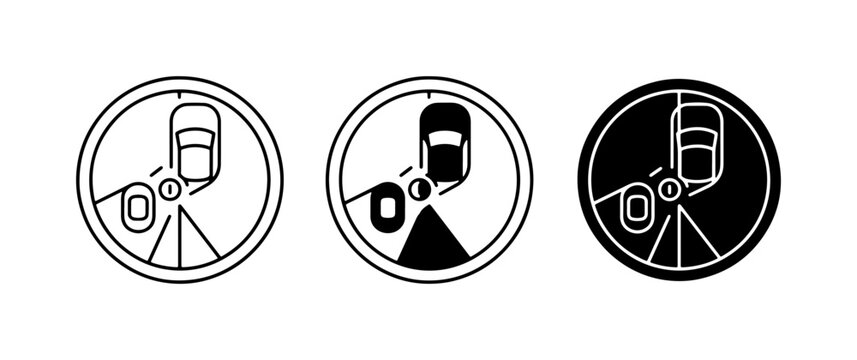 Car Parking Assist Icons, Reverse Camera View, Sensor Detection, Automotive Technology