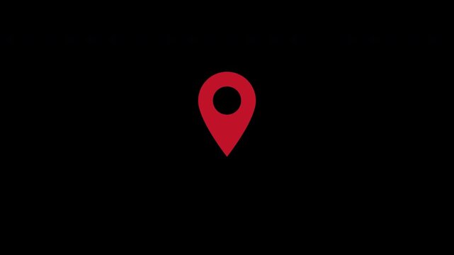 Map location pin zoom animation with classic marker icon floating on alpha channel background