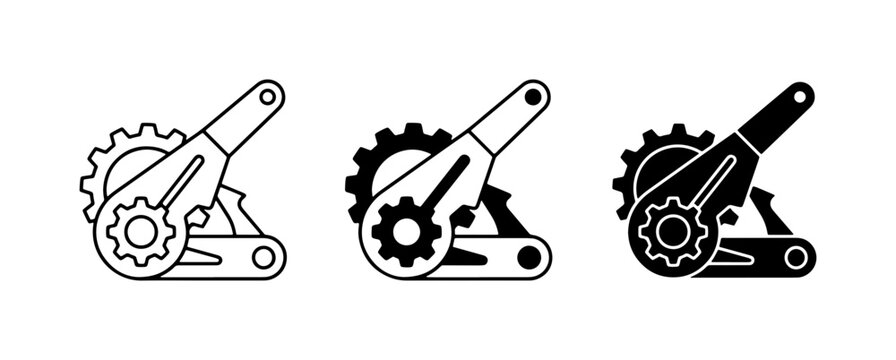 Ratchet Tie Down Icons, Cargo Securing Mechanism Vector Graphics, Industrial Equipment Symbols