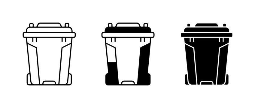 Trash Can Icons, Waste Bin Vector Set, Garbage Container Graphics